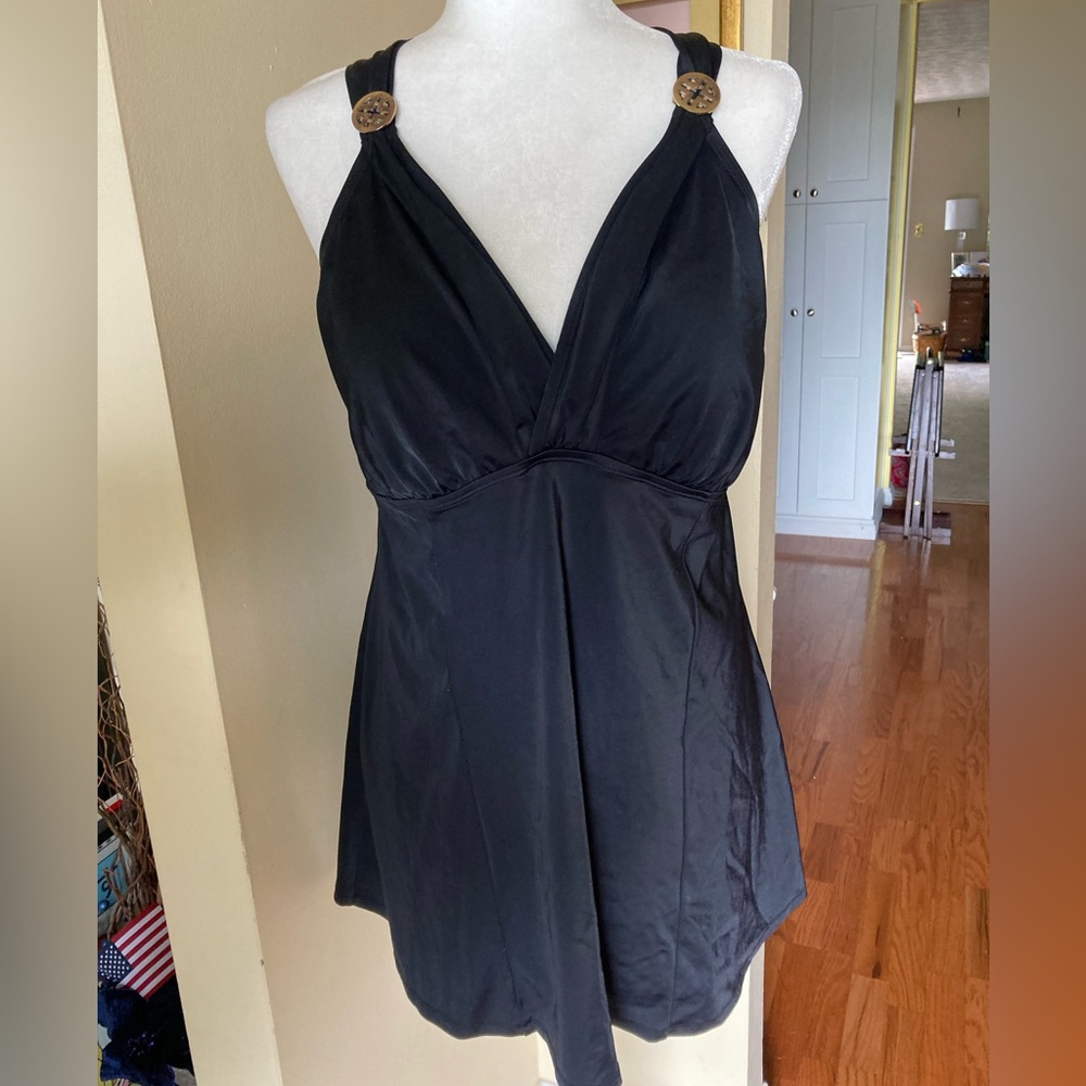 Jaclyn Smith Black Wrap Embellished Tank One Piece